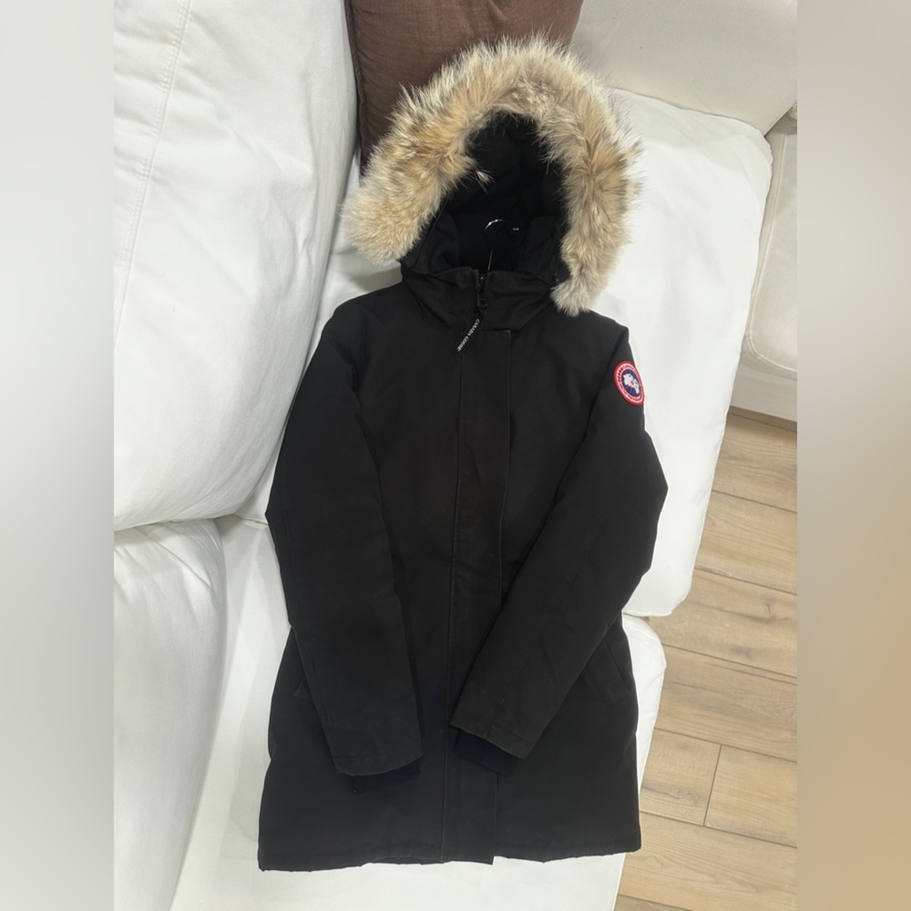 Canada Goose Black Parka with Red Logo Patch Size M